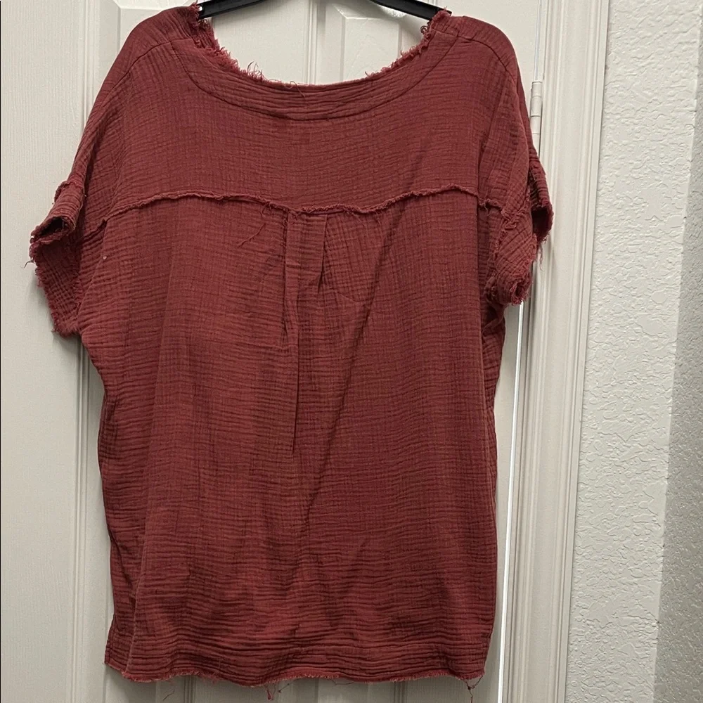 Entro Textured V-Neck Top - Rust - Picture 3 of 3